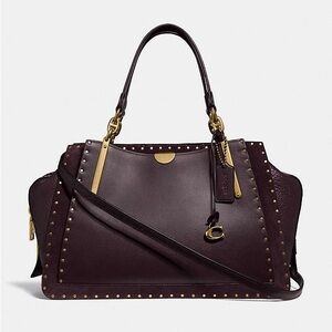 Coach Dark Purple and Gold Studded Handbag